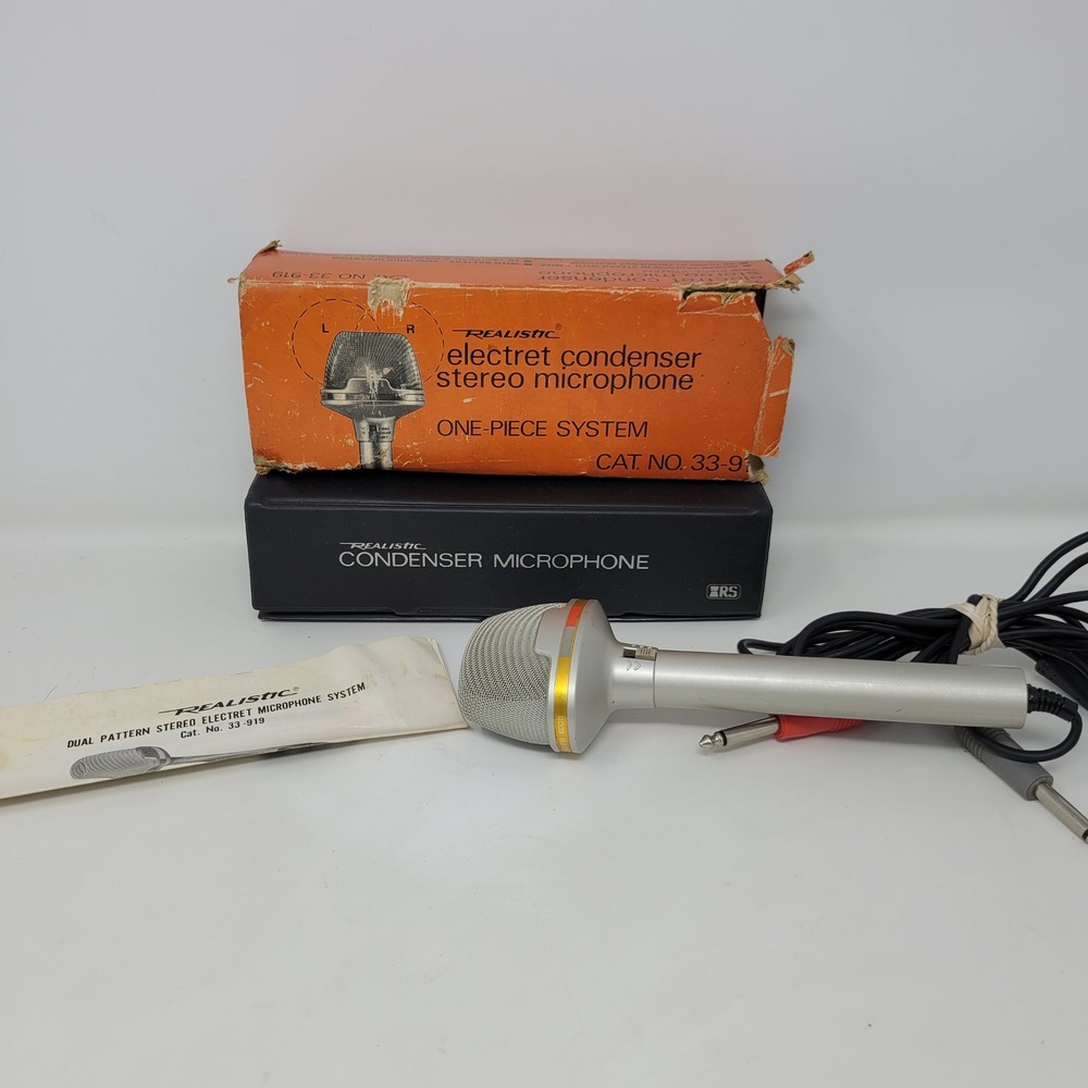 Realistic 33-919 Electret Condenser Stereo Microphone Vintage One-Piece System